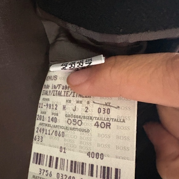 HUGO BOSS Mens Wool Coat Jacket size 40R Made in Italy Black - Picture 5 of 5